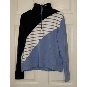 Renwick 1/4 Zip Golf Pullover Women's Size Medium Blue Color Block Striped
